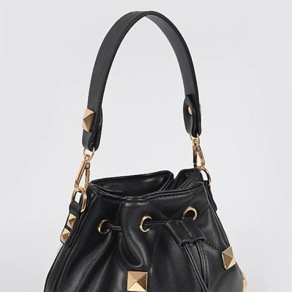 Quilted Studded Satchel Bag - Picture 3 of 4
